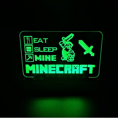 Acrylic colour changing table LED lamp MINECRAFT LOGO