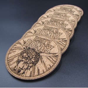 Rusty Bones band round shape coasters set